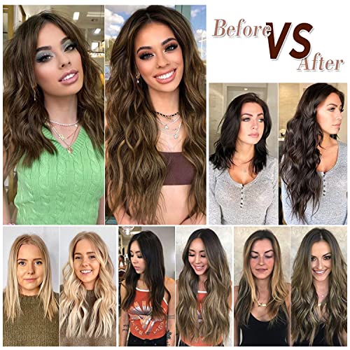 Clip in Hair Extensions 4PCS Thick Full Head Natural Brown 20Inch Hair Extensions Clip in Curly Wavy Synthetic Hair Extension Hairpieces - Image 5