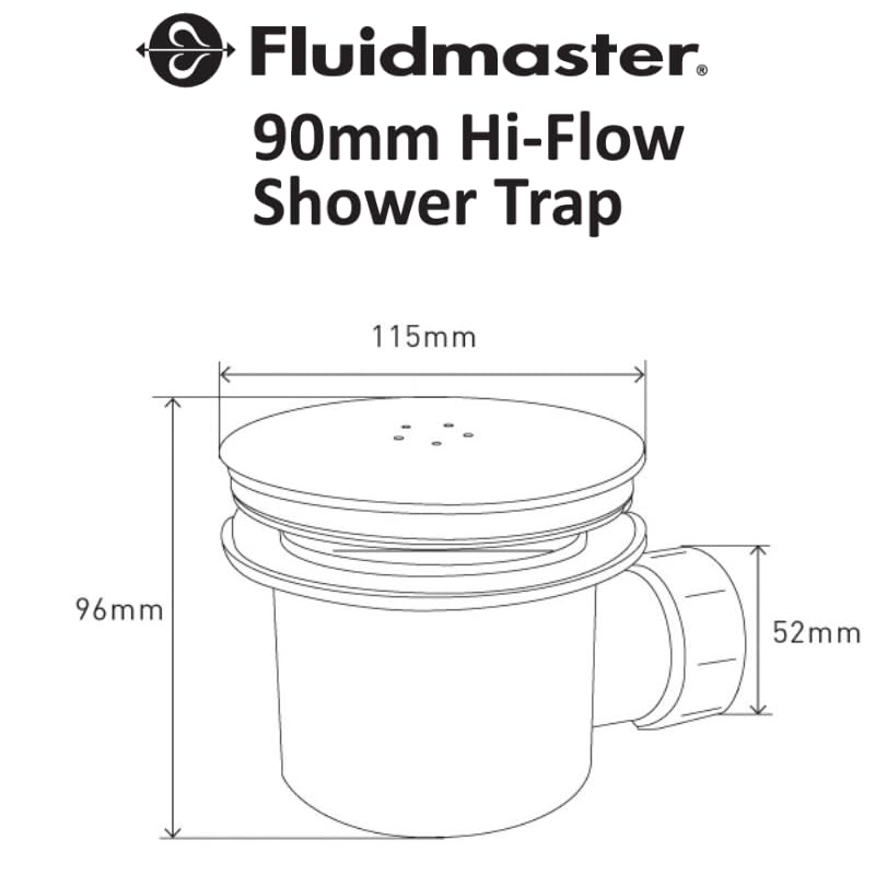 Fluidmaster 90mm Hi-Flow Shower Trap/Drain - Brushed Brass & White - Fast Drainage & Stylish Design - Image 2