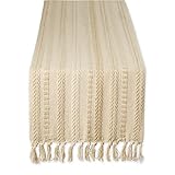 DII Farmhouse Braided Stripe Table Runner Collection, 15x72, Vintage Linen