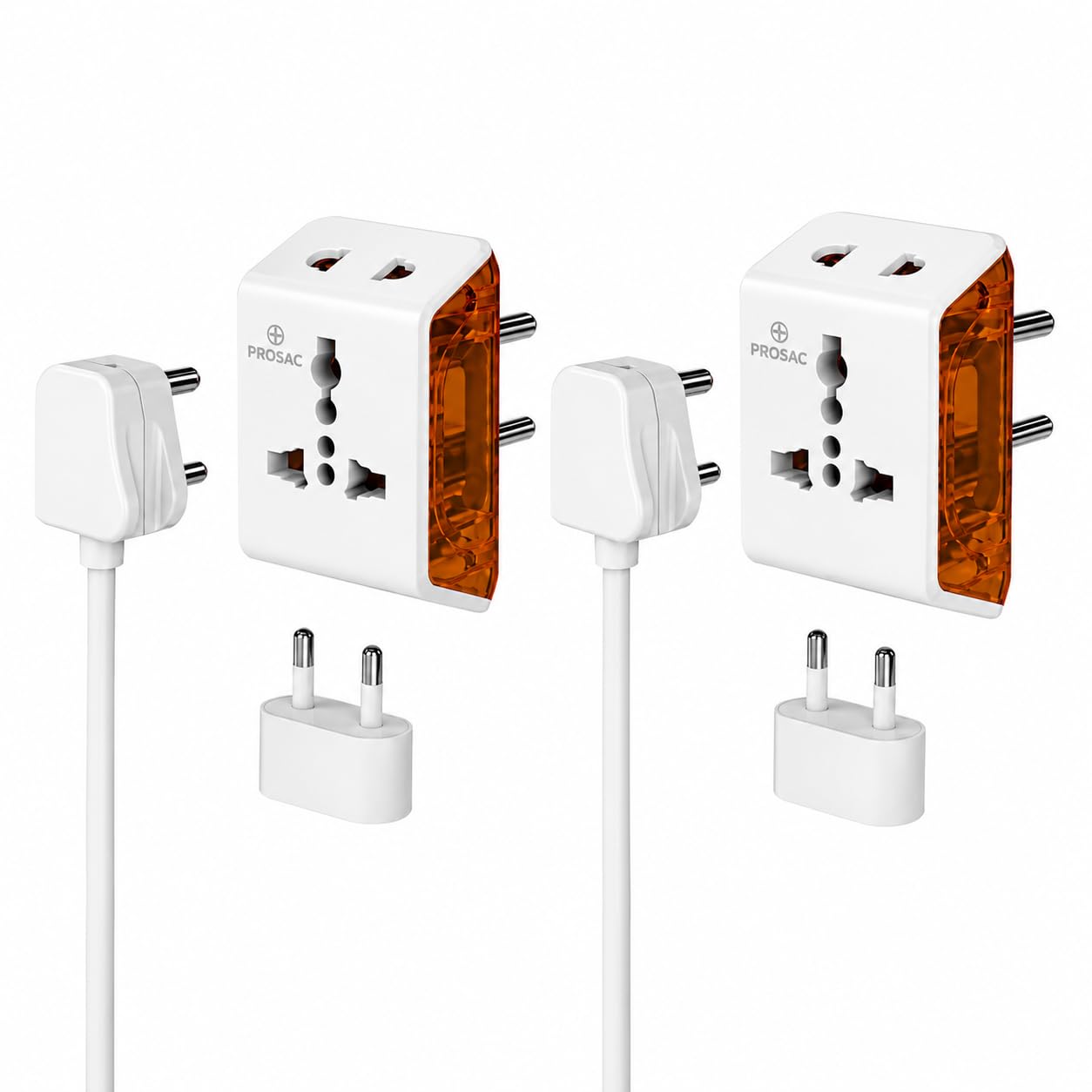 PROSAC 6A Universal Multi Plug Adapter | 3-Pin Socket with LED Indicator | Supports 2-Pin & 3-Pin Plugs | Home, Office & Travel Use | Pack of 2-picture-31