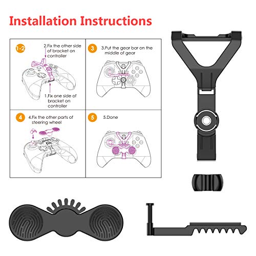 Xbox One Mini Steering Wheel, Xbox One Controller Add-on Replacement Accessories for All Xbox Racing Game (Black)