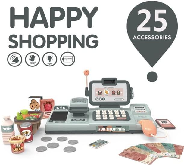 Miniatura 4 de Juguete de caja registradora para niños, juego de simulación, 25 piezas, ideal para niños y niñas de 3, 4, 5 años.