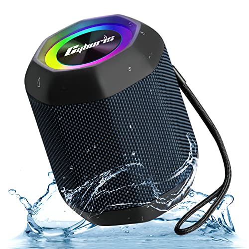 CYBORIS Enceinte Bluetooth Portable avec lumière RGB - 15W Haut Parleur avec Bluetooth 5.1, Enceinte Douche Bluetooth IPX7, Microphone, Mains Libres, Baffle Bluetooth pour Plein Air (Bleu Foncé) Cover