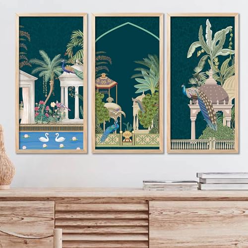 walllane Painting for wall Decoration Frames |Traditional Indian Art Pichwai Wall Décor Paintings | Traditional Indian Art Pichwai Wall Décor Paintings Set of 3 (10x19 inch, C)