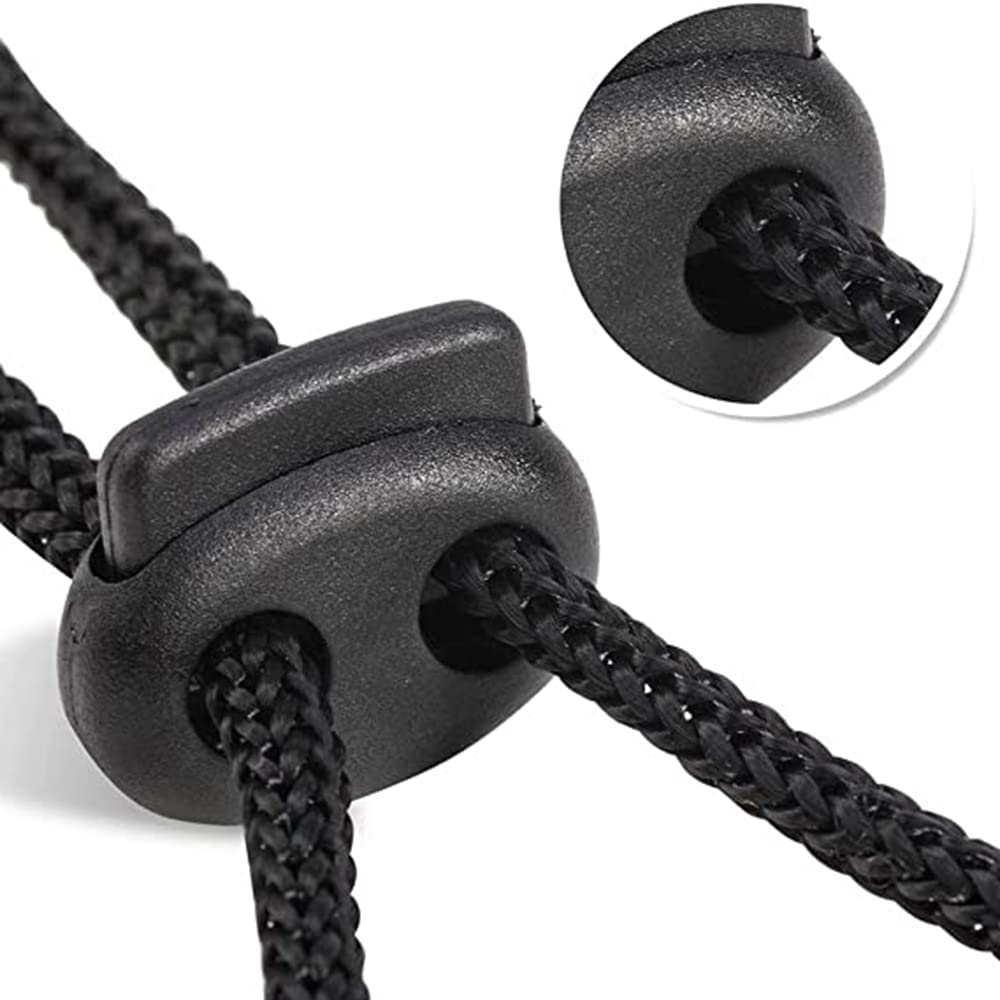 COYUN - Lot De 20 Bouchons De Cordon à Ressort 2 Trous - Pour Cordes Jusqu'à 5 Mm - Serre-cordon Pour Lacets, Sweats, Sacs