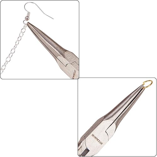 Miniatura 6 de SUNNYCLUE Alicates de punta de cadena de 5 pulgadas de largo con mandíbulas planas, mini alicates de precisión para hacer joyas, proyectos de