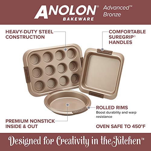 Anolon Bronze Nonstick Baking Pan With Lid / Nonstick Cake Pan With Lid, Rectangle - 9 Inch X 13 Inch, Brown #TOP4