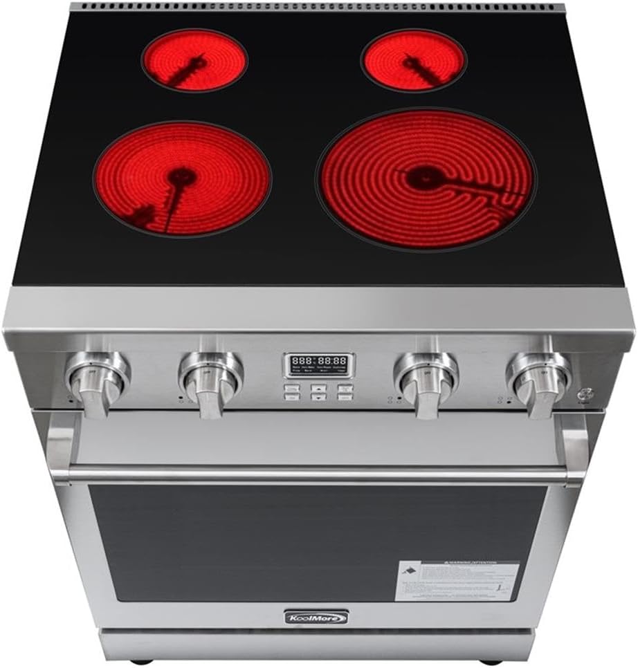 Pemberly Row 30" Professional Electric Range, 14900W Power, 240V, Stainless Steel Exterior, 4.8 Cu Ft Oven with 6 Racks, CSA Certified, Freestanding Design for Home Kitchen Cooking