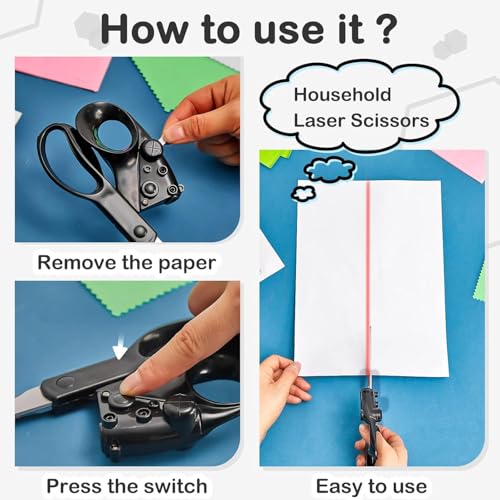 Image of Drumstone Laser Guided Scissors for Fabric, Paper & Crafts | Stainless Steel Blades | Ergonomic Handle with Adjustable Blade Tension | Precision Straight Cutting Tool for Sewing, Tailoring & DIY