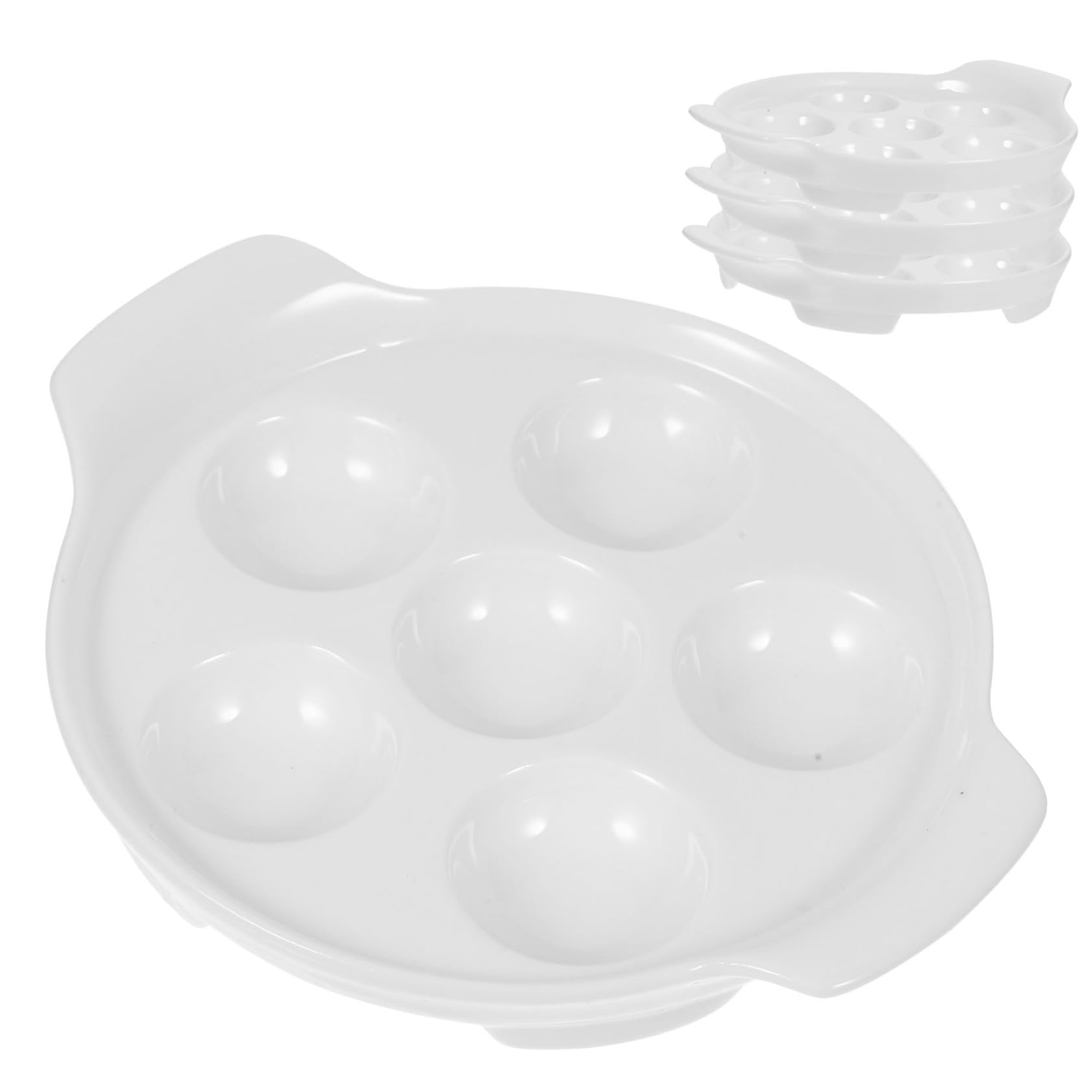 NUOBESTY Platos de Aperitivo de Cerámica Doble Oreja 18 Cm Porcelana Resistente Alta Temperatura para Caracoles Mariscos Cocina Hogar Pack 4 Unidades