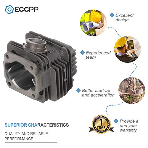ECCPP 40mm Cylinder Head Piston Kit WT Gasket Oil Seal fit for Stihl 020 020T MS200 MS200T Replaces 1129 020 1202 Piston Pin Rings Circlip Chainsaw Parts New