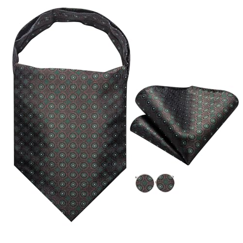 Image of Dubulle Paisley Floral Ascot for Men Self Tie Mens Cravat and Pocket Square Cufflinks Wedding