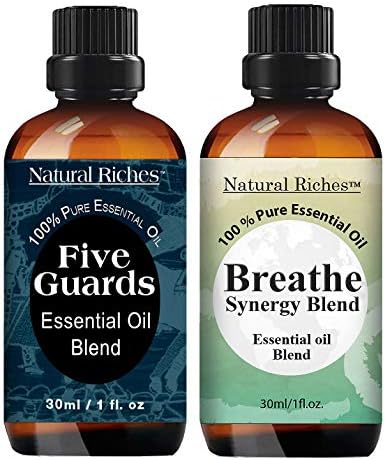 Natural Riches Five Guards and Breathe Synergy Blend a Health Shield Immunity Blend and Stuffiness Relieving Blend – 2×30 ml