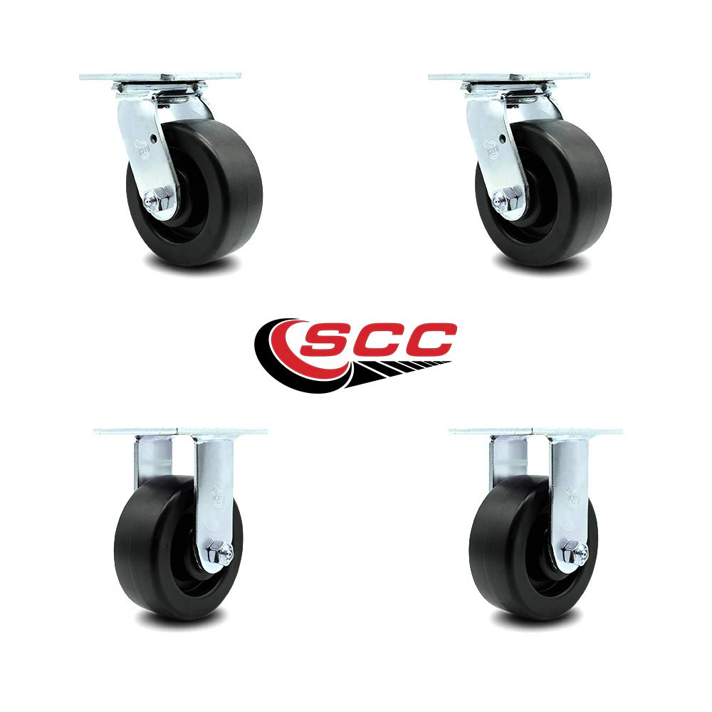 Service Caster Brand Replacement Set for Knaack Casters Model 505-Swivel Top Plate Heavy Duty Casters with 5 Inch Polyolefin Wheels-Includes 2 Swivel and 2 Rigid-Fits Knaack Models 32 3642 60 69 79 89