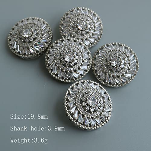 G-RUI 5pc/lot Luxury Crystal Buttons for Clothes Cubic Zirconia Button for Coat Decorative CZ Sewing Buttons for Cashmere Cardigan (19.8mm) - Image 3