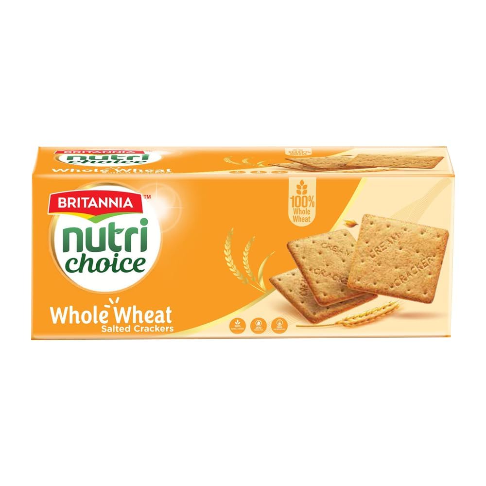 Nutri Choice Whole Wheat Salted Crackers 7.05oz (200g) - Healthy Breakfast & Tea Time Snacks (Pack of 1)