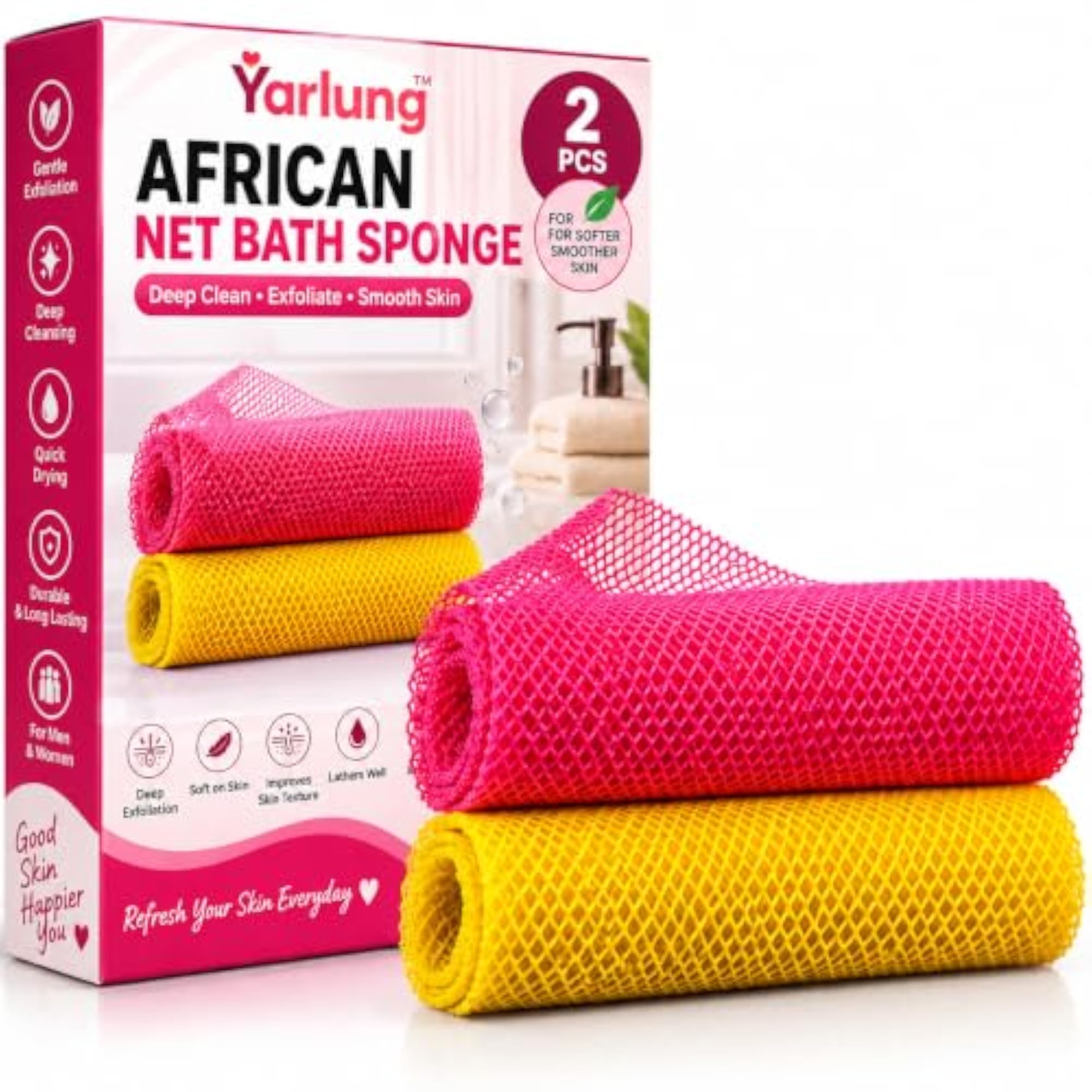 2 Pcs African Net Bath Sponge for Deep Cleaning
