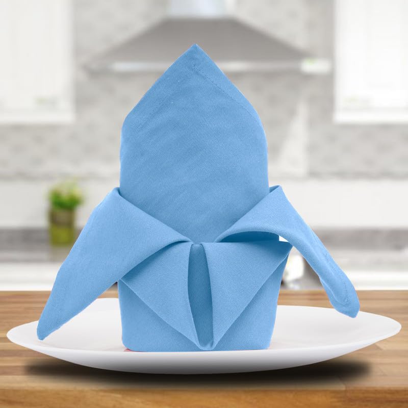 Sweet Needle, Pack of 12-100% Cotton Oversized Dinner Christmas Napkins 45 CM x 45 CM (18 IN x 18 IN), Airy Blue - Image 2