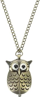 UKCOCO Owl Pocket Watch for Men and Women: Retro Analogue Quartz Pocket Watch with Necklace for Men Women, Picture 4