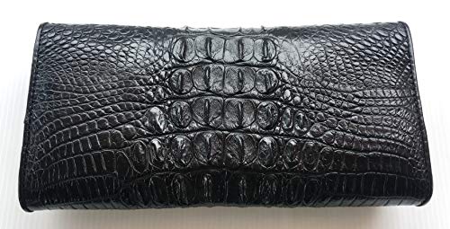 Julie Genuine Real Tail Crocodile Skin Leather Trifold Clutch Black Wallet2
