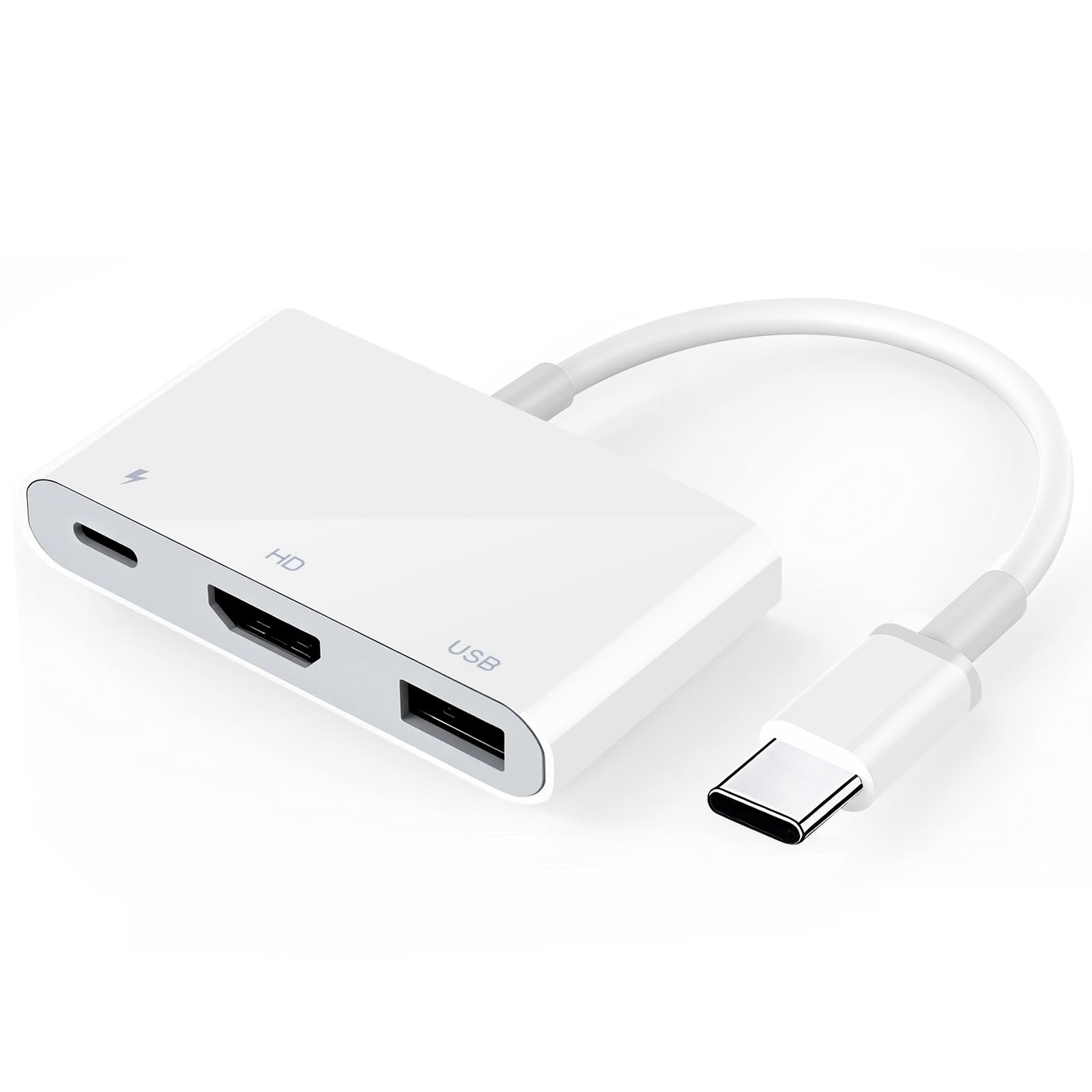 [Apple MFi-Zertifiziert] USB-C HDMI Adapter 3-in-1 4K HDMI 100W PD Ladeanschluss & USB 3.0 Hub, Kompatibel mit iPhone 15/16/17, iPad, MacBook & Laptops, Plug & Play