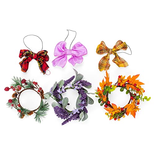 Image of Mark Feldstein & Associates All Season Interchangeable Wreaths Black 13.5 inch Iron Holiday Candle Lantern