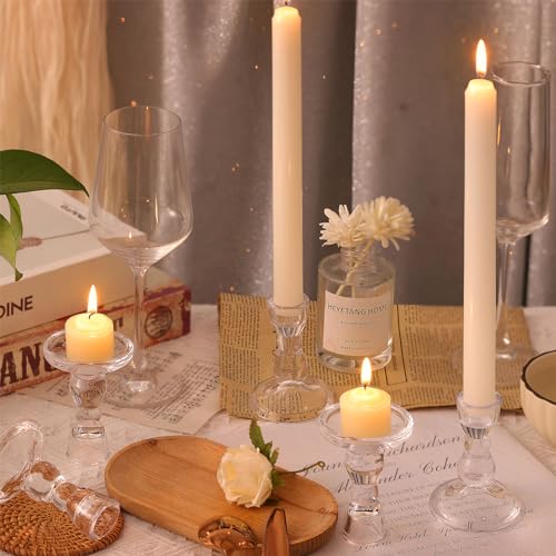 Lanttu 24 Pcs Candlestick Holders Bulk, Clear Taper Candle Holders, Glass Candle Holders Set For Valentine'S Day thumb #1