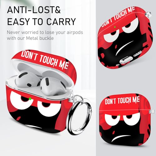 Image of for Apple Airpods 4th Generation Case Cover(2024),Don't Touch Me for Airpods 4 Cover with Keychain /Lanyard Soft Cute Shockproof Covers for Women Men Compatible AirPod 4 Case,Red