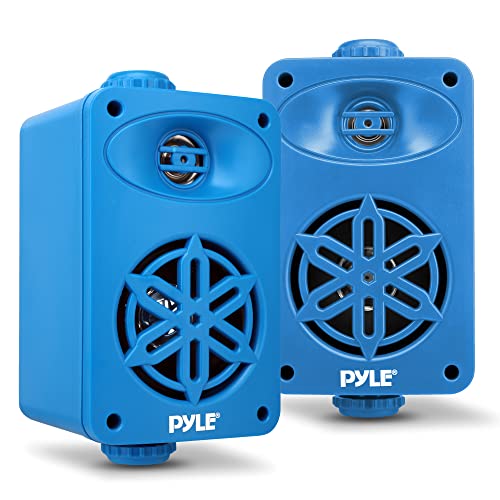 Image of PyleUsa Indoor Outdoor Speakers Pair - 200 Watt Dual Waterproof 3.5 inch 2-Way Full Range System w / 1 /2 inch High Compliance Polymer Tweeter - in-Home, Boat, Marine, Deck, Patio, Poolside (Blue) - PDWR35BL