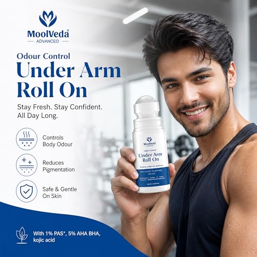 Image of 5% AHA BHA Underarm Roll On 60ml - Odour Control & Pigmentation Removal for Men Women | Lactic Mandelic Salicylic Acid | Orchid Breeze