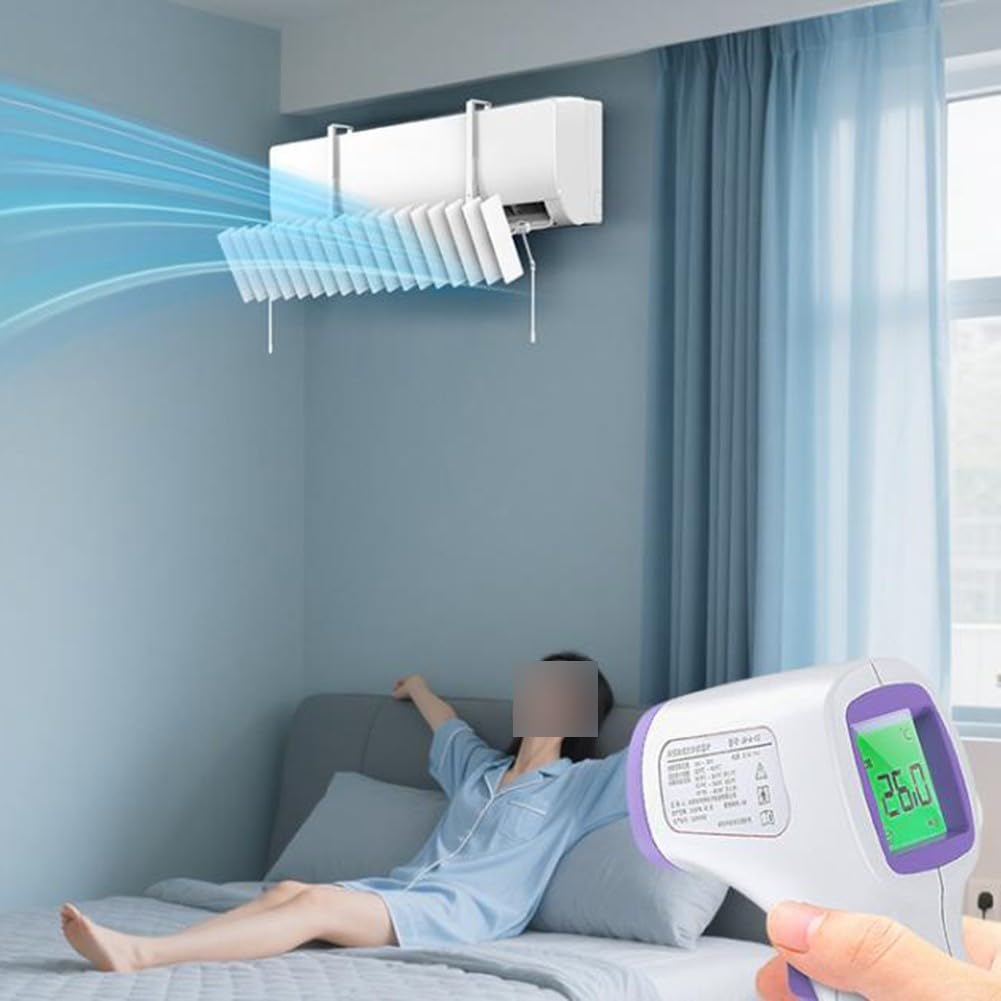 Testa girevole per deflettore per condizionatore d'aria, protezione antivento regolabile per controllo del clima interno, deflettore anti-diretto da parete, 20 x 85 cm, bianco
