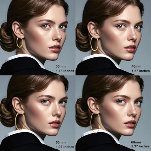 Ijuqi I929-GOLD-HOOP-EARRINGS Gold Hoop Earrings For Women - 14K Gold Plated Hypoallergenic Stainless Steel Gold Earrings Set thumb #5