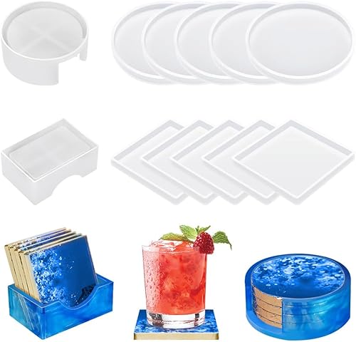 12 moldes de posavasos de silicona, moldes de resina de fundición de resina, moldes de posavasos de resina epoxi, adecuados para posavasos de disponible en Yaxa Venezuela