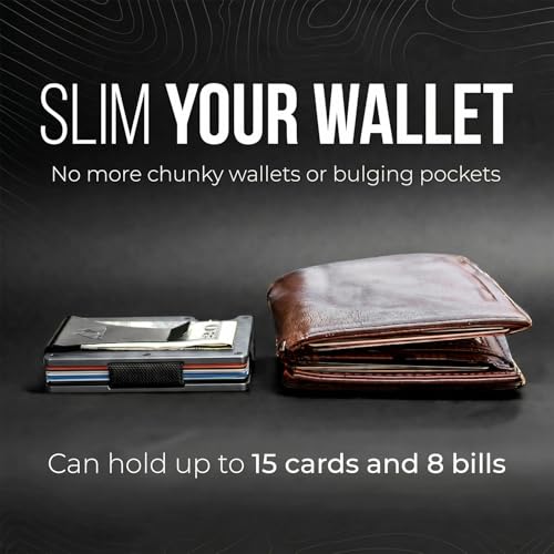 Image of Mountain Voyage Co Minimalist Wallet for Men & Women - Slim RFID Wallet, Scratch Resistant, Credit Card Holder & Money Clip, Easily Removable Money & Cards, (Gunmetal Titanium)