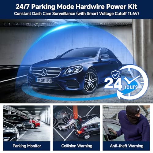 Image of Upgraded Dash Cam Hardwire Kit, Type-C USB Hard Wire Kit 12V-24V to 5V Hardwire Kit with Low Voltage Protection 11.5ft Dash Cam Charger Power Cord for Dashcam GPS Power Supply Radar Detectors
