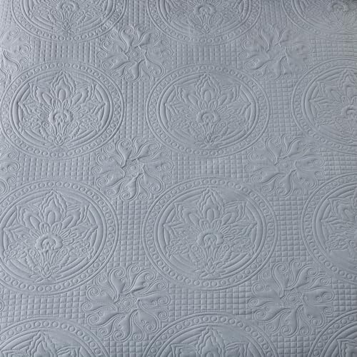 Qucover Oversized King Quilt 120x120, 3 Piece California King Size Bedspread, Soft Microfiber Lightweight Coverlet, Ultrasonic Quilting Vintage Pattern, Dark Grey