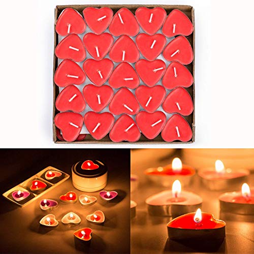 SIMUER 50 Pezzi Candele a Forma di Cuore