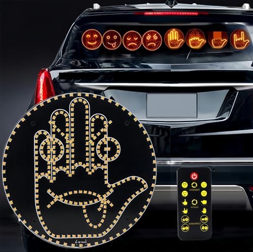 Tockmoon Car LED Funny Facial Expression Light Smile Face Lights With Remote Control Rear Window Warning Reminder Lamp Accessory