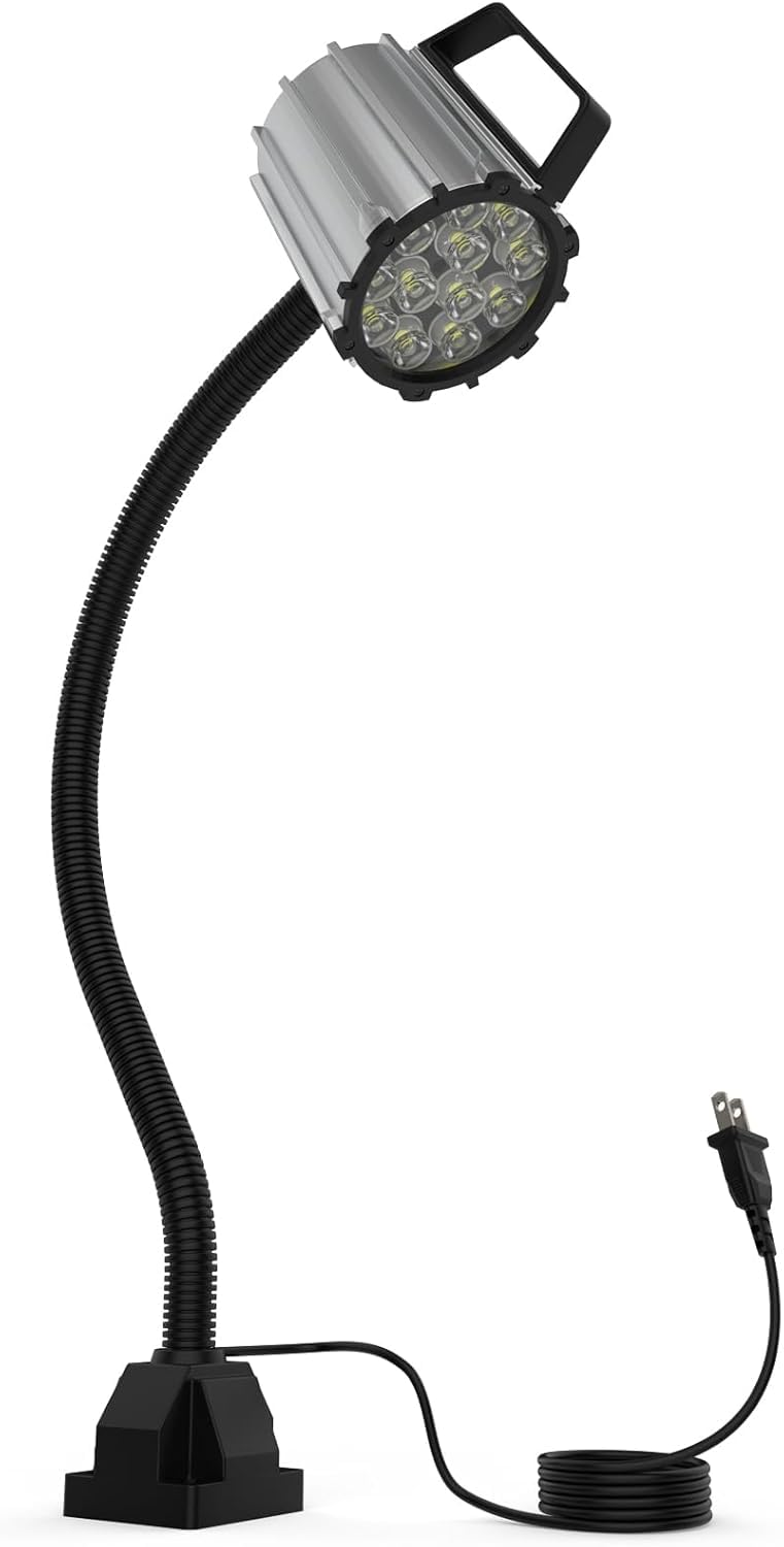 StaStrStu 18W Led Machine Light, 18W Machine Lamp, 1800 Lumens Flexible Machine Work Light for Wood Lathe Machine Drill Press, Industrial Lighting 110