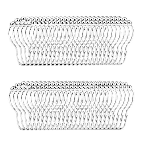 Fippy 48PCS Anelli per Tende da Doccia in Acciaio Inossidabile 304 antiruggine, Ganci per Tende con 5 Sfere a rulli per Le Dimensioni più Comuni della Tenda