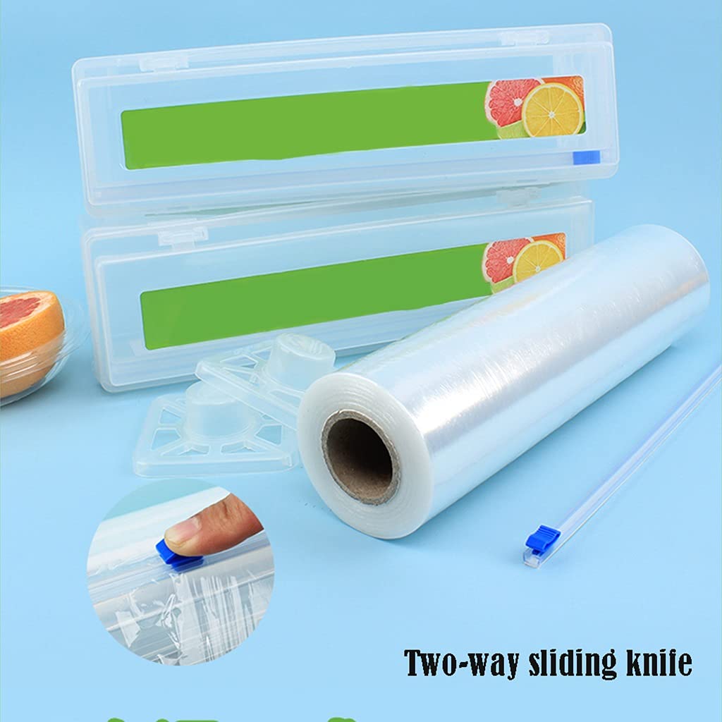 Taglierina per pellicola trasparente + 5 rotoli di pellicola trasparente, rotolo di pellicola trasparente 300 mm x 360 m, pellicola termoretraibile trasparente, plastica termoretraibile per traslochi,
