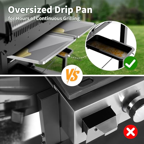 Image of Brand-Man 6-Burner Propane Gas Grill Griddle Combo 2-in-1 Outdoor BBQ Grill