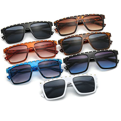 COTIA Square Large Frame Sunglasses One Piece Personality Rivet Decorative Sun Glasses3