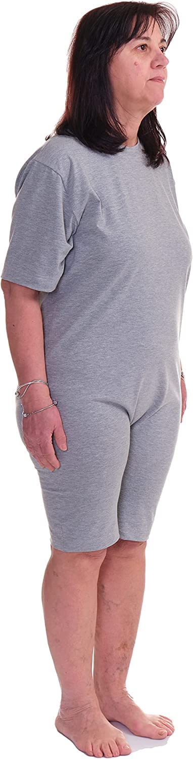 FERRUCCI COMFORT Bawełniane body sanitarne z zamkiem błyskawicznym wewnętrzna letnia noga, Unisex - 9076 - Made in Italy