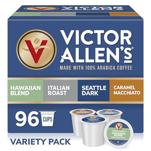 Victor Allen's Coffee Variety Pack (Kona Blend, Italian Roast, Seattle Dark, Caramel Macchiato), 96 Count, Single Serve Coffee Pods for Keurig K-Cup Brewers -  Trilliant Food & Nutrition LLC, 14206067