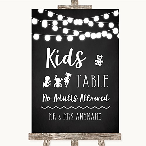 Chalk Style Black & White Lights Collection Chalk Style Black & White Lights Kids Table Wedding Sign