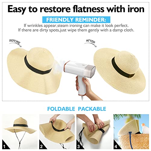 Beach Hats For Women, Foldable Sun Hat Womens Uv Protection, Boho Wide Brim Hats For Women, Floppy Straw Paper Visor Hat Smaller Size Dark Khaki… #TOP2