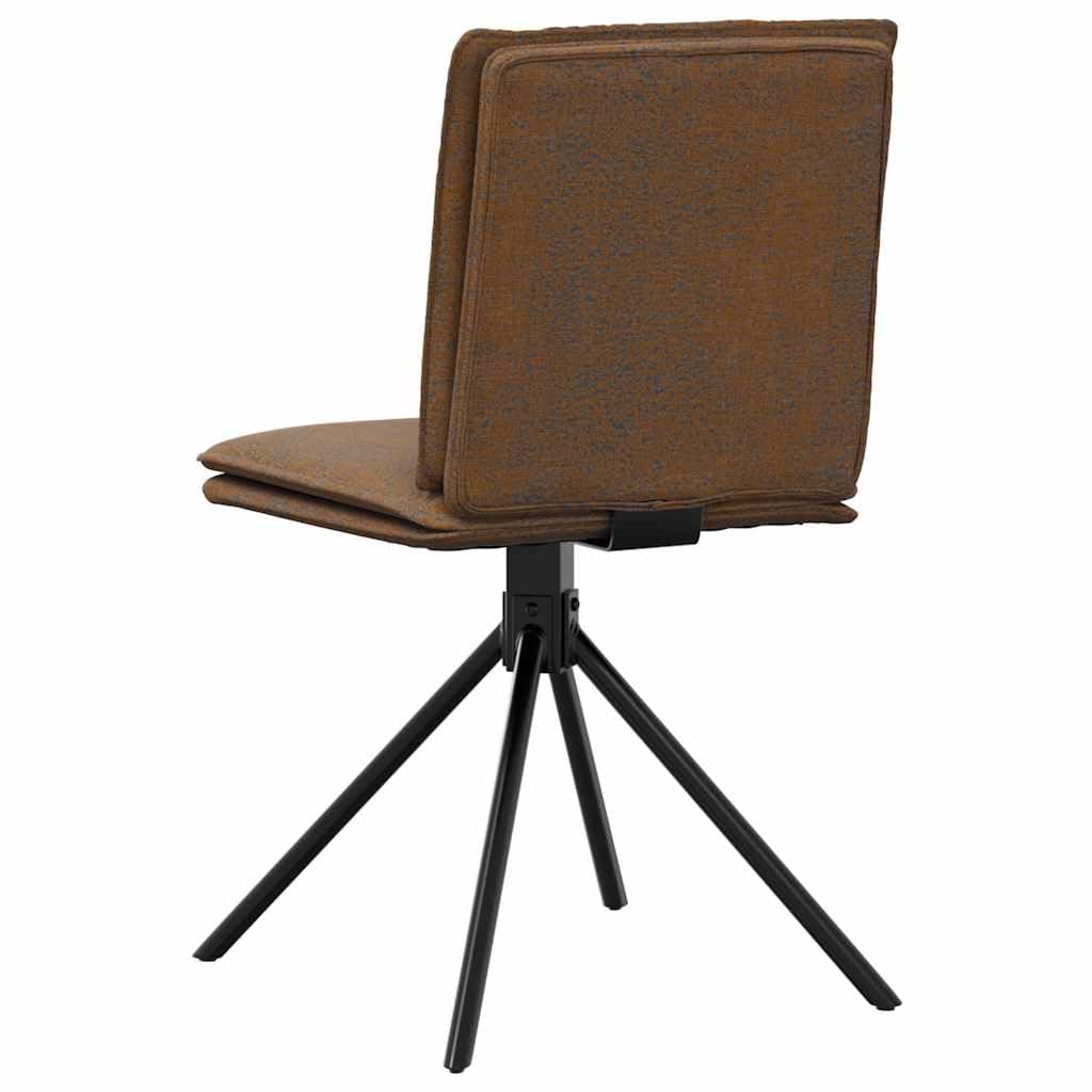 Krzesła do jadalni 6 szt. brązowe mikrofibra o wyglądzie zamszu z metalową ramą drewnianą, tapicerowane siedzisko i oparcie, ergonomicznie wyściełane, do kuchni, salonu, jadalni, biura