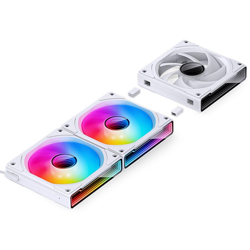 Jonsbo ZK-120W wentylator ARGB PWM, 120 mm, 3 sztuki, biały – cichy i stylowy, RGB, 2200 obr./min