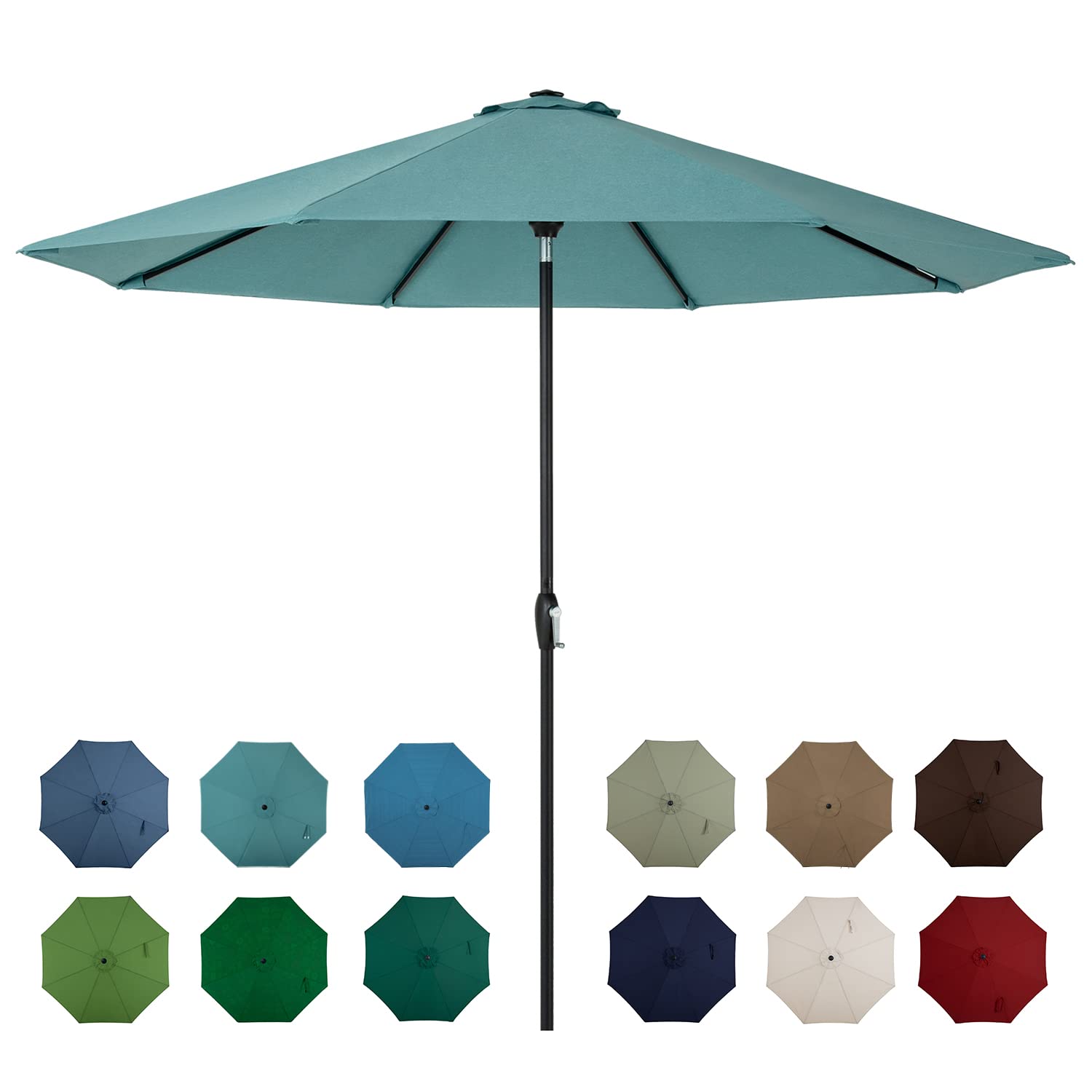 Tempera 10' Patio Umbrella with Auto Tilt and Crank, Outdoor Umbrella